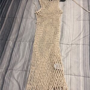 H&M Cream Crochet Knit Sleeveless Maxi Dress